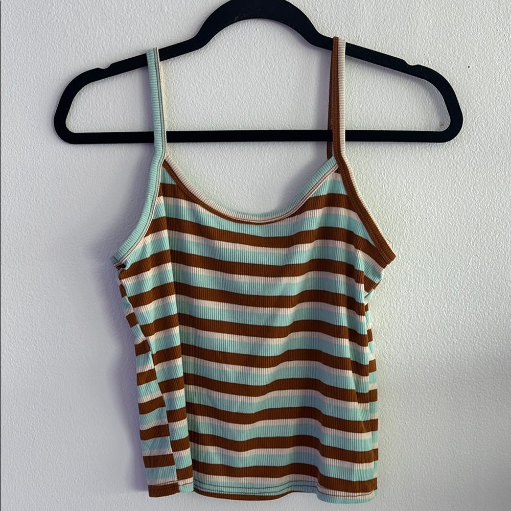 Forever 21 Green and Brown Sleeveless Crop Camisole
